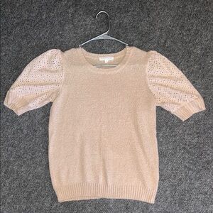 DownEast Cream Blouse with Puff Sleeves